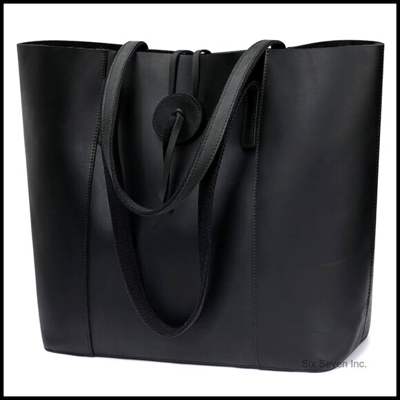 Vintage Genuine Leather Tote Bag Large Shoulder Purse Handbag Classic Elegant